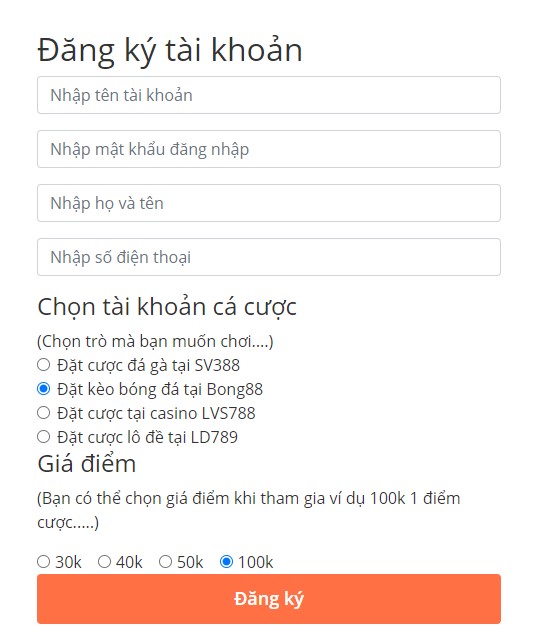 Các bước đăng ký Bong88